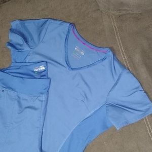 Powder Blue Purple Label Yoga Scrub Pants and Top